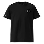 Black t-shirt with 'CH' logo on a white background