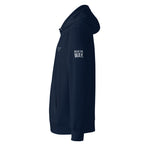 Navy Blue hoodie with 'Wear the Way' text on a white background