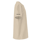 Beige t-shirt with 'Wear the Way' text on a white background