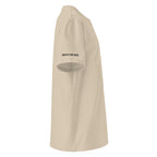 Beige t-shirt with 'Wear the Way' logo on a white background