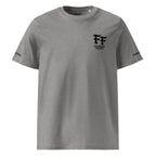 Heather Gray t-shirt with black logo and text on a white background