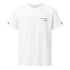 White t-shirt with text on a white background