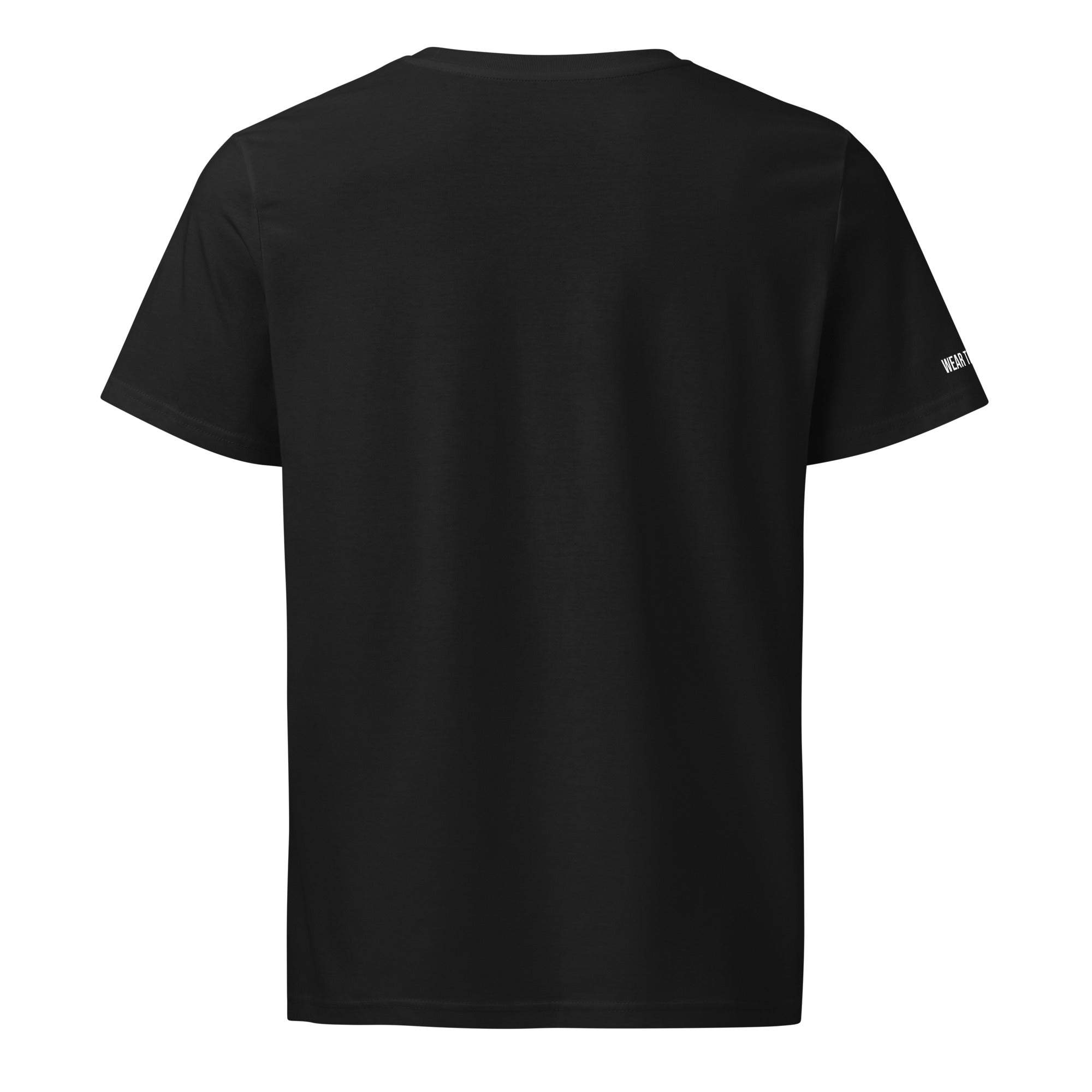 Black t-shirt on a white background