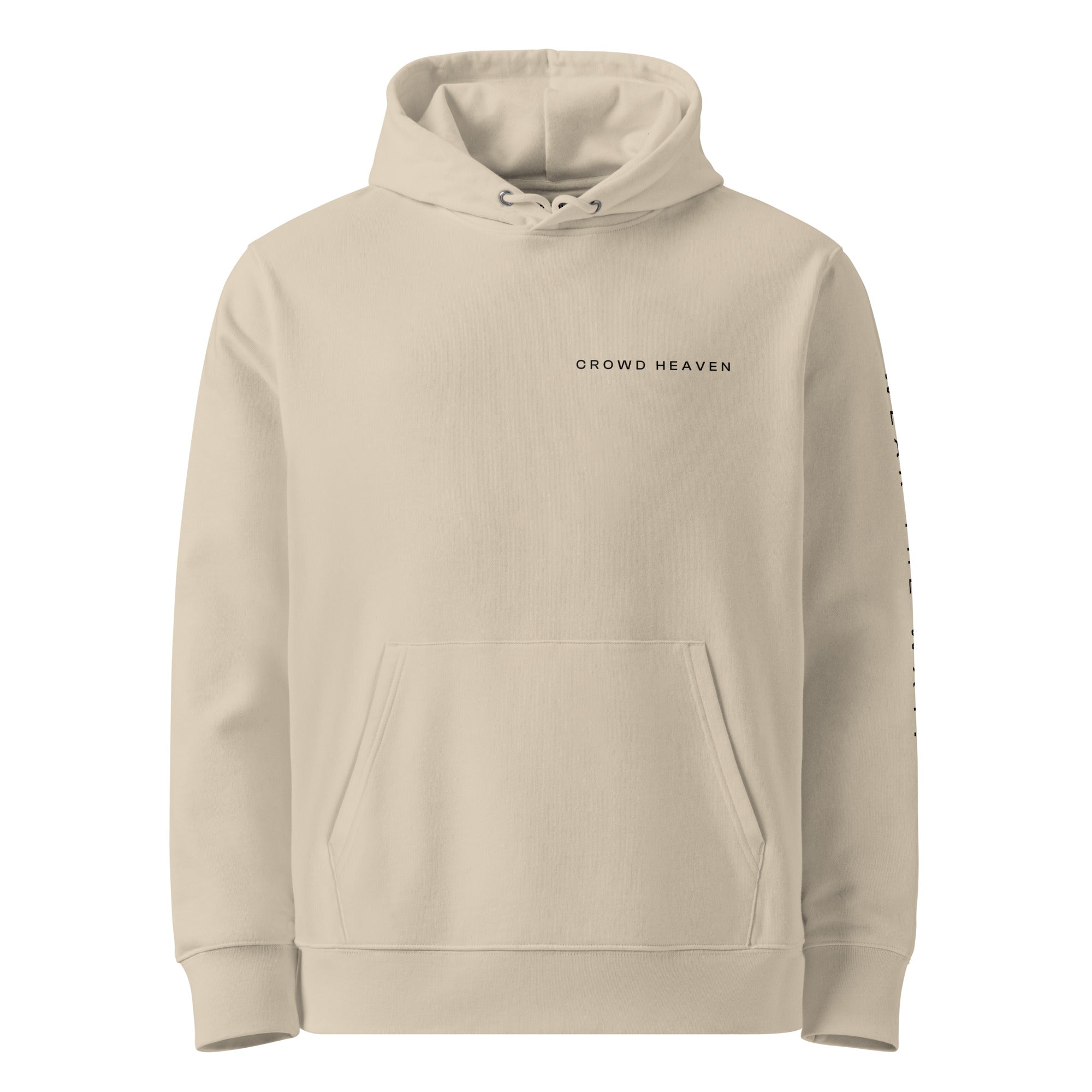 Beige hoodie with 'CROWD HEAVEN' text on a white background
