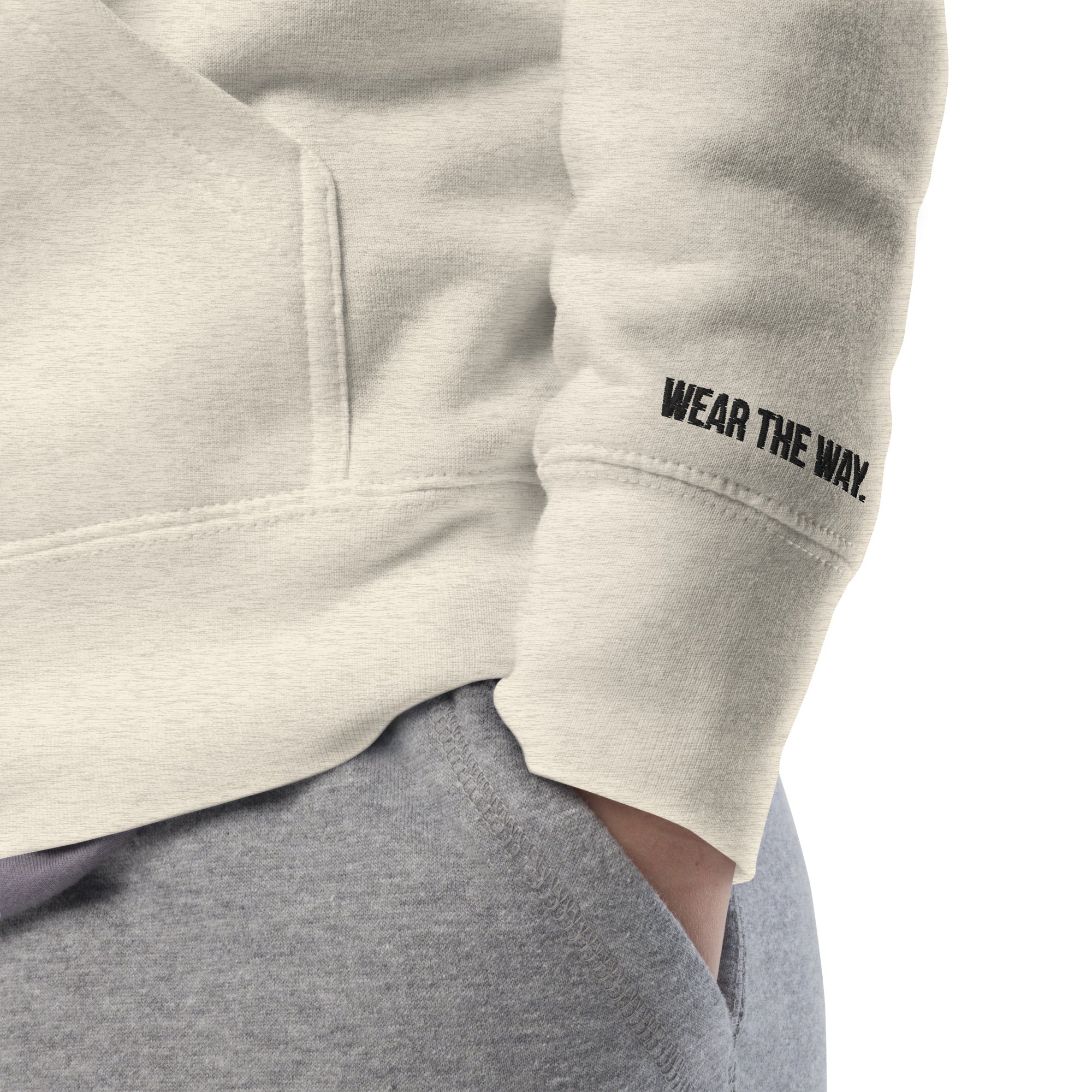 Oatmeal Heather detail left sleeve