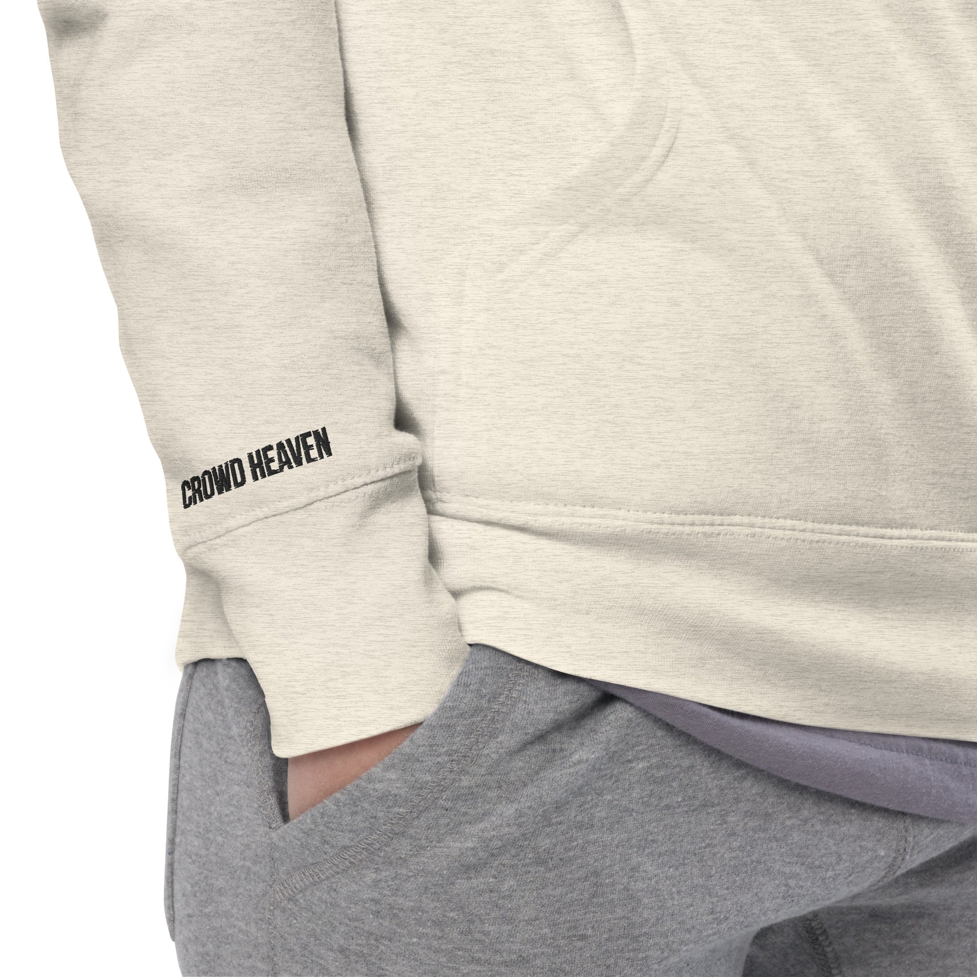 Oatmeal Heather detail right sleeve