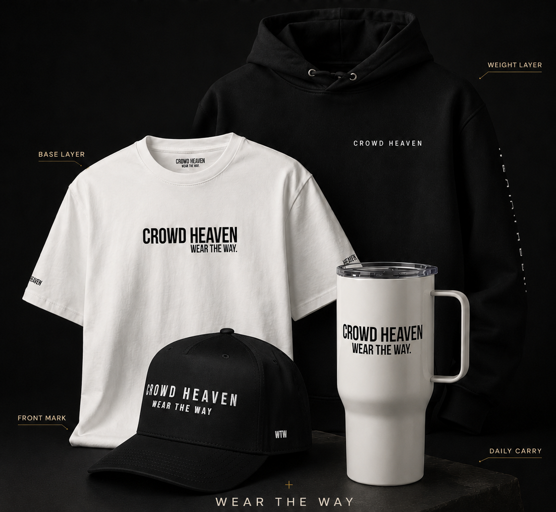 Crowd Heaven Signature Bundle showing base layer, weight layer, front mark, and daily carry